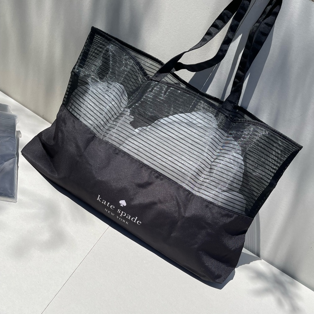 (new+tag) Kate Spade large tote classic black mesh size 24.5x14.5 inch